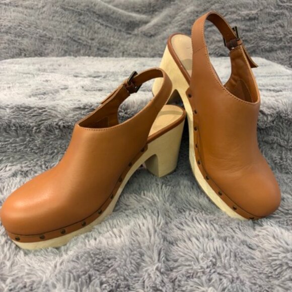 LOFT Slingback Leather Clogs - Size 9 - Picture 1 of 6